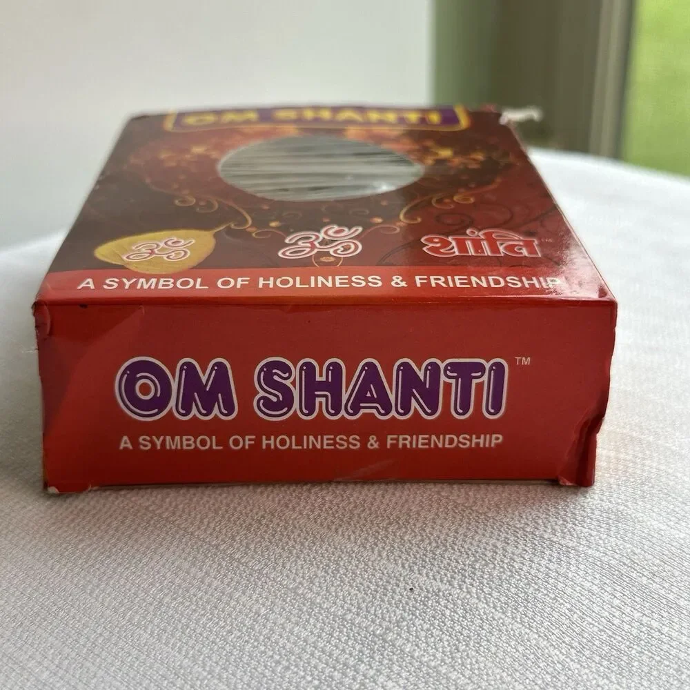 Om Shanti Ganesha Idol Figurine – Gold Red Jeweled Hindu Car Dashboard Statue